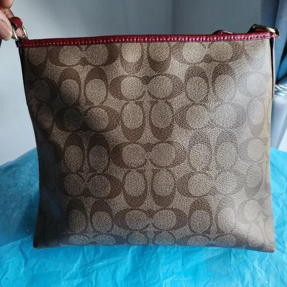 Coach Wine Signature Coated Canvas Crossbody w/Cherries EUC - Picture 3 of 11